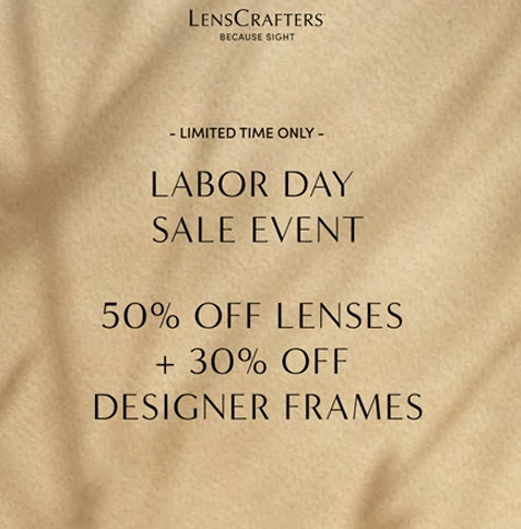 Sale fromLensCrafters: Labor Day Sale Event