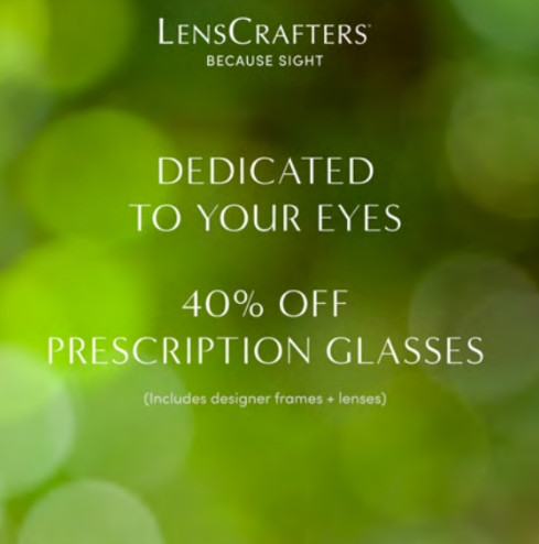 Sale fromLensCrafters: DEDICATED TO YOUR EYES