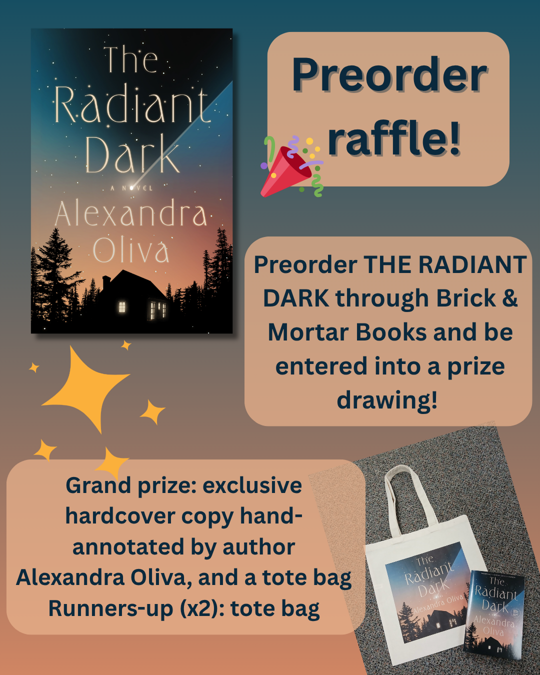 Sale fromBrick & Mortar Books: Preorder raffle for THE RADIANT DARK
