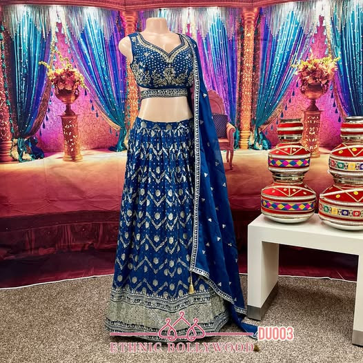 Sale fromEthnic Bollywood: Beautiful Blue Silk Lehenga