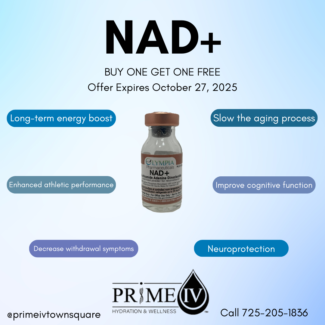 Sale fromPrime IV Hydration & Wellness: Buy One 1000mg NAD+ Get One 500mg FREE