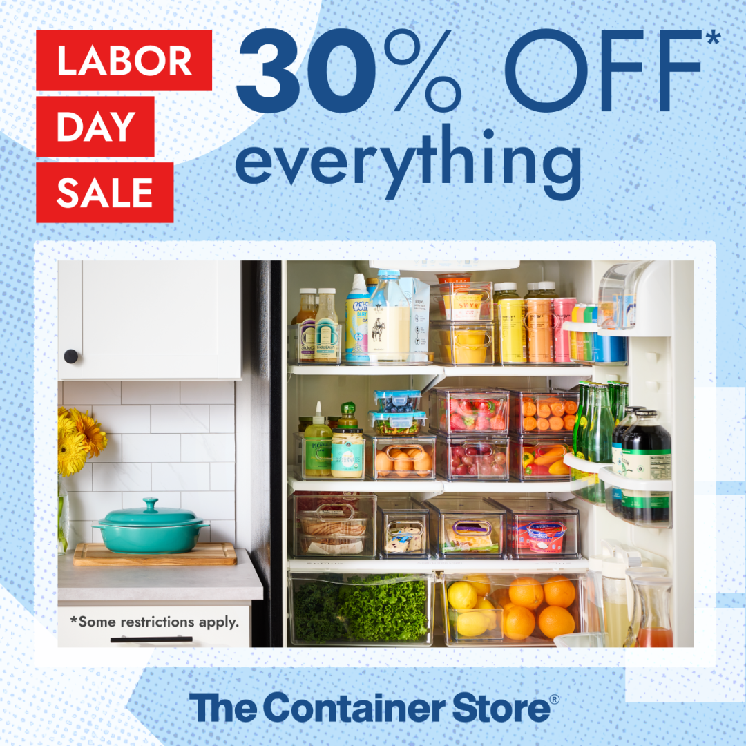 Sale fromThe Container Store: Labor Day Sale: 30% Off Everything