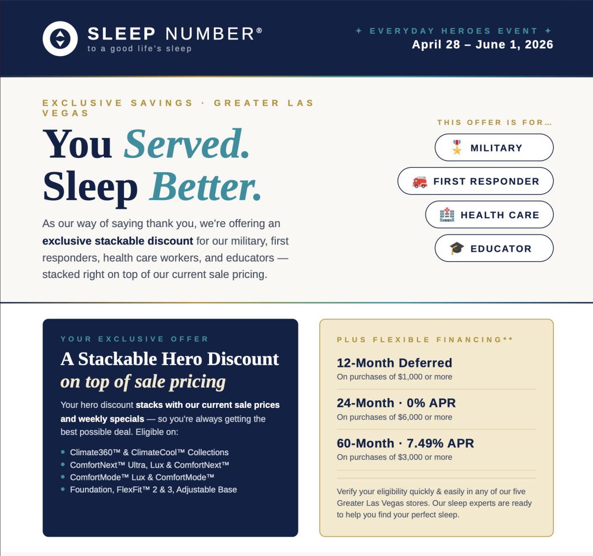 Sale fromSleep Number: Hero's Event