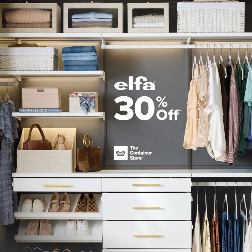 Sale fromThe Container Store: Spring Savings! 30% Off Elfa