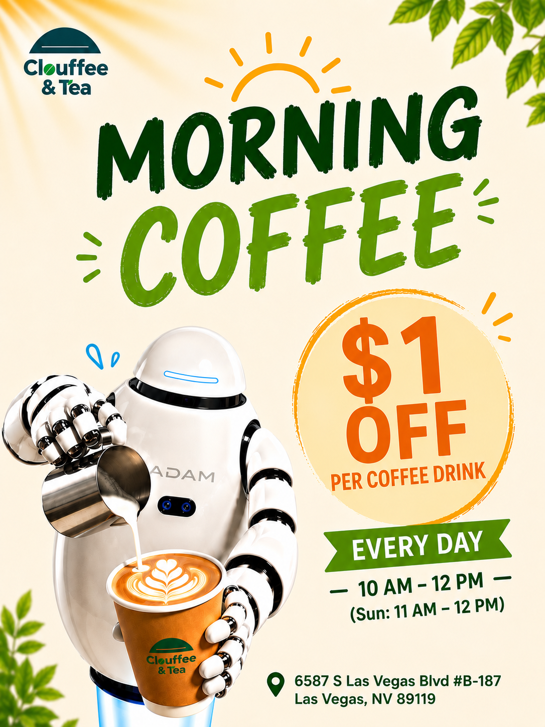Sale fromClouffee & Tea: $1 OFF Every Coffee