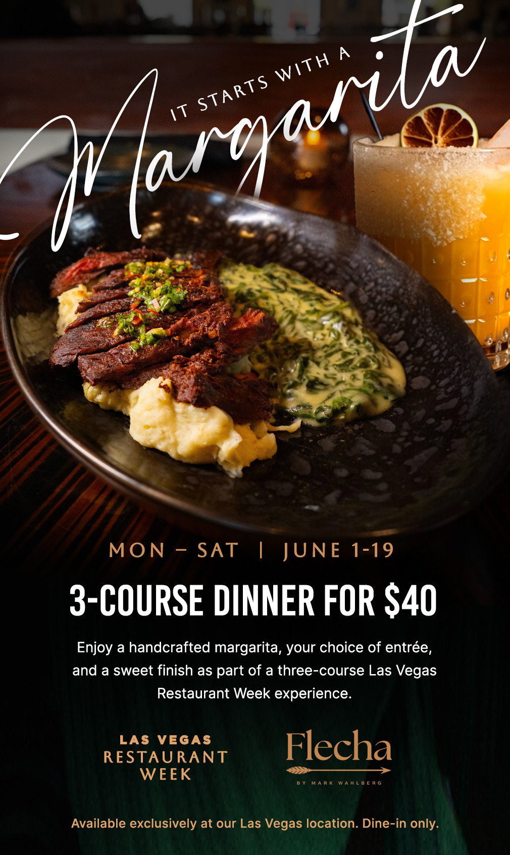 Sale fromFlecha by Mark Wahlberg: 3-Course Dinner