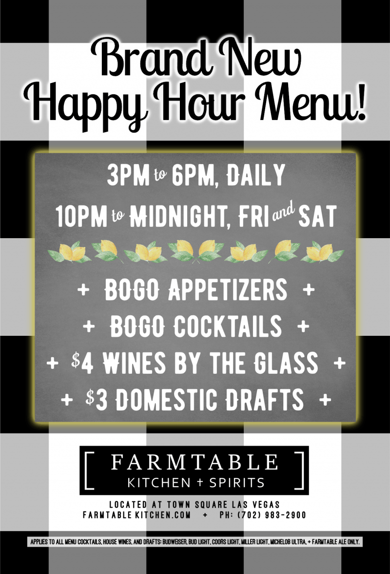 New Happy Hour Menu at Farmtable!