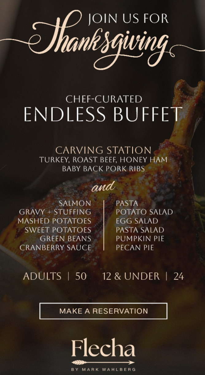 Sale fromFlecha by Mark Wahlberg: Join us for Thanksgiving