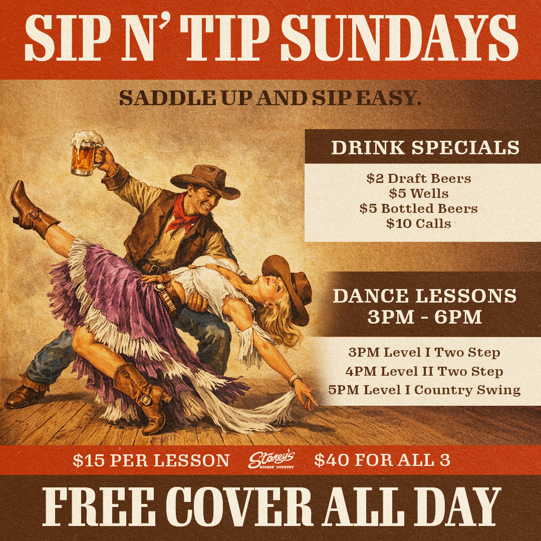 Sale fromStoney's Rockin' Country: Sip N Tip Sundays