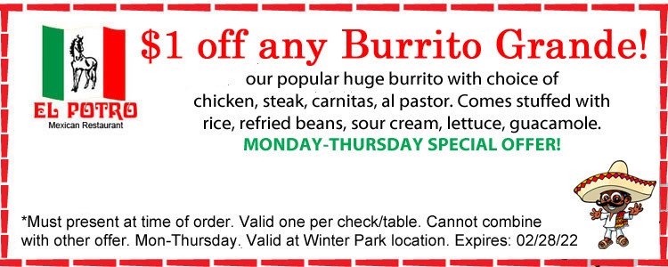 $1 off any Burrito Grande Dine-In Special