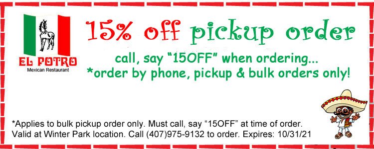 15% Off Phone To Go Orders at Winter Park SPECIAL