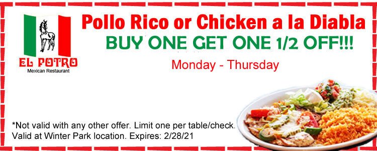 Pollo Rico or Chicken a la Diabla Special Offer
