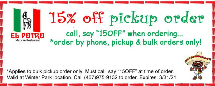 15% Off Self Carryout Phone Orders in March 2021