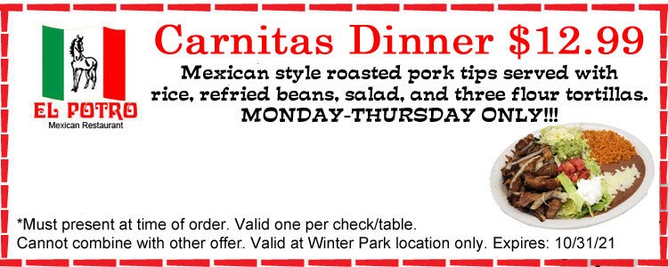 Carnitas Dinner Special @12.99