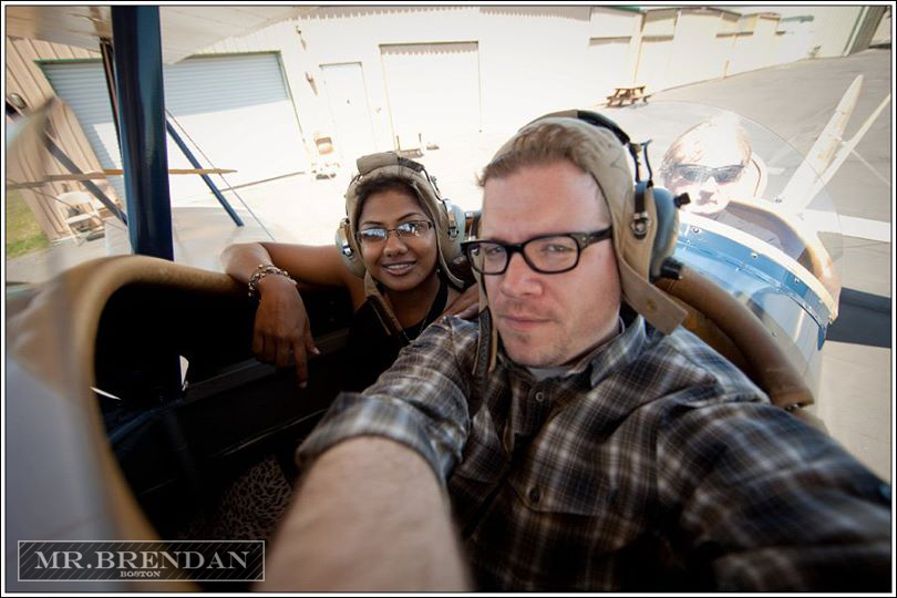 Renu & Brendan ready for our Bi-plane flight over San Francisco and Napa Valley