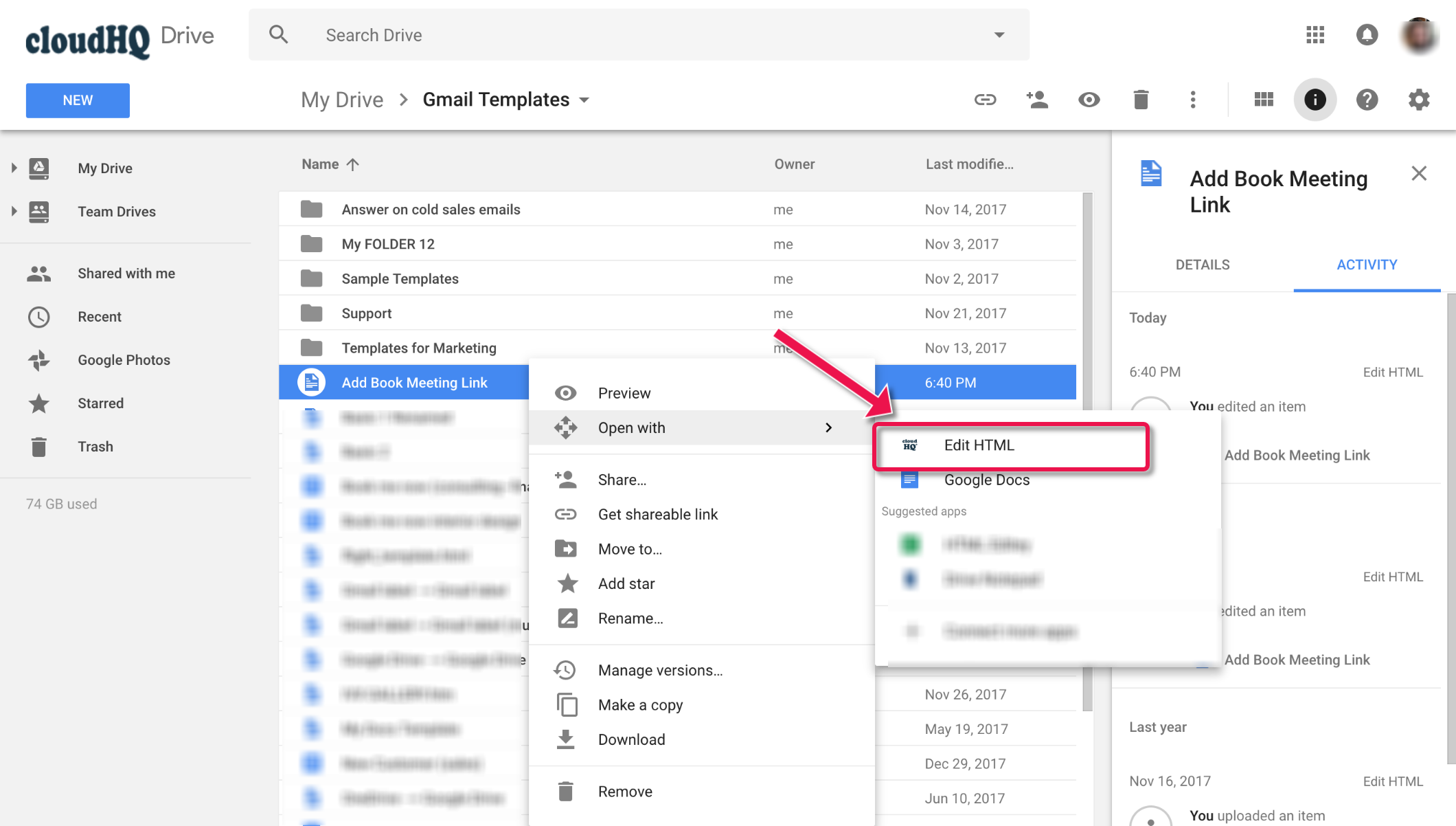 Where do I edit templates in Gmail?