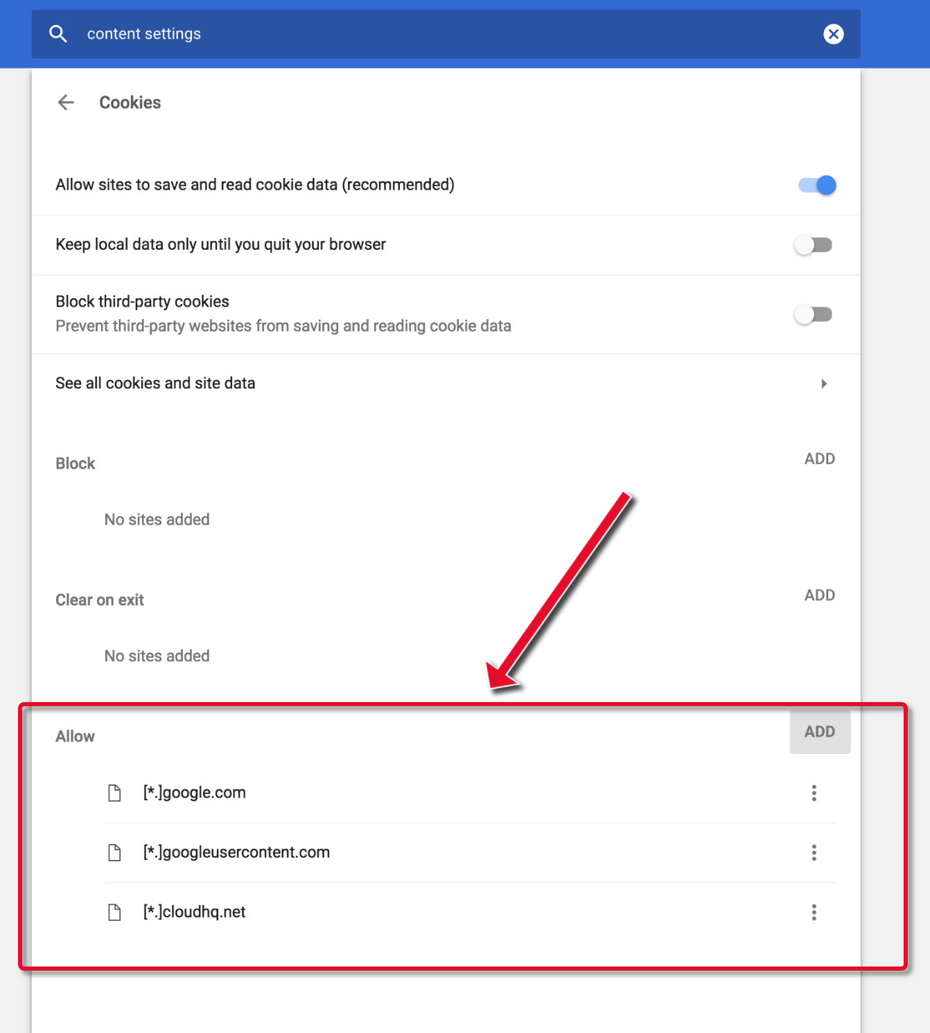 How to enable 3rdparty cookies in Google Chrome browser cloudHQ Support