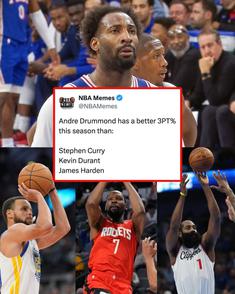Forget about context 🤣 

Andre Drummond: 41%
Stephen Curry: 39%
Kevin Durant: 38%
James Harden: 38%