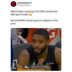 The word 'Load Management' doesn't exist in Mikal Bridges' dictionary. 😤

#mikalbridges #nbamemes