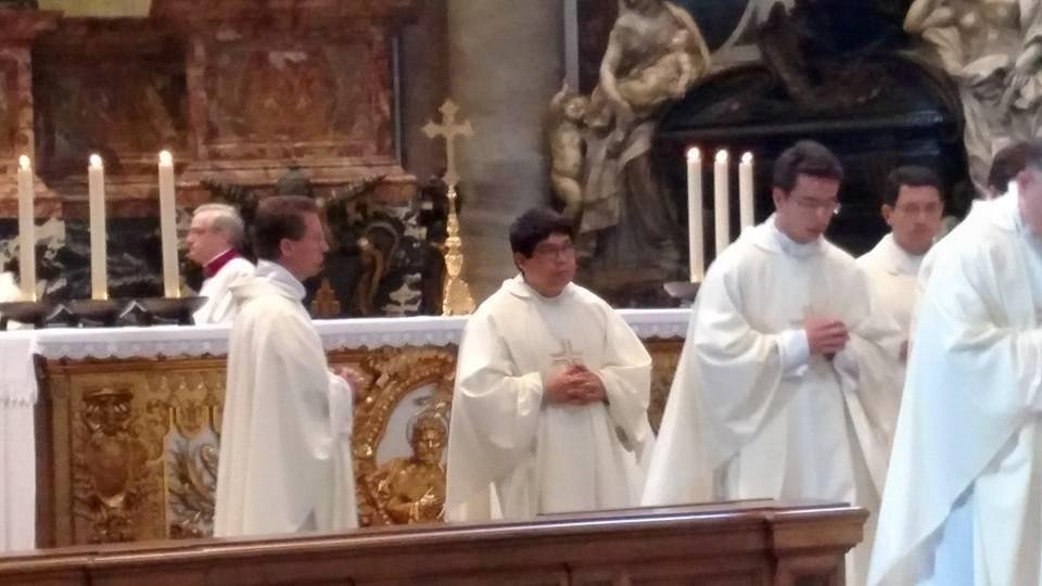 Fr. Edwin in procession at the 10:30 High Mass at St. Peter's, Sunday, April 19, 2015