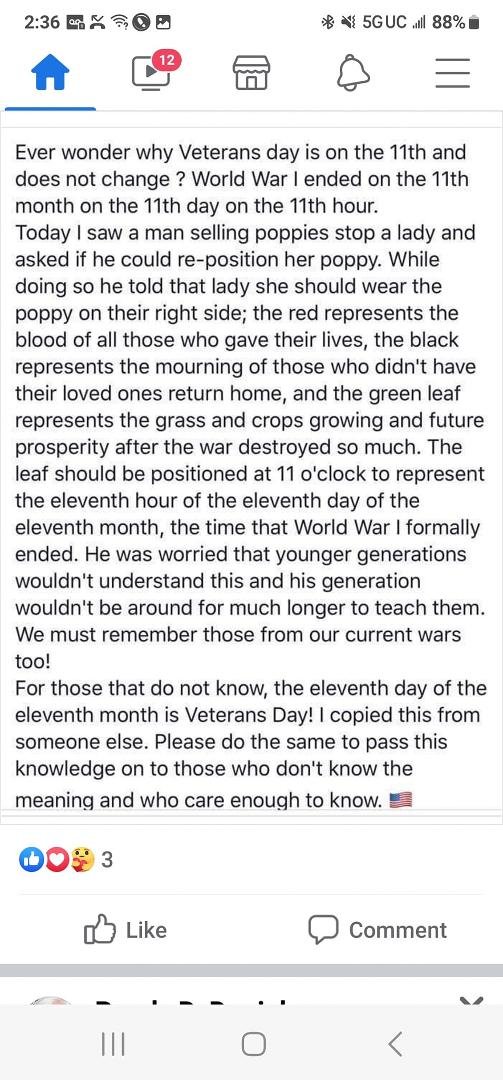Veterans Day reminder.