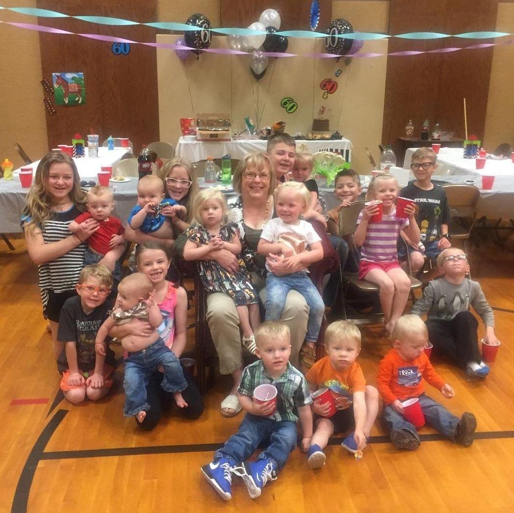 My Sweet, Sweet Sister with all her grandkids celebrating her birthday which is May 29th. Love You Sis.