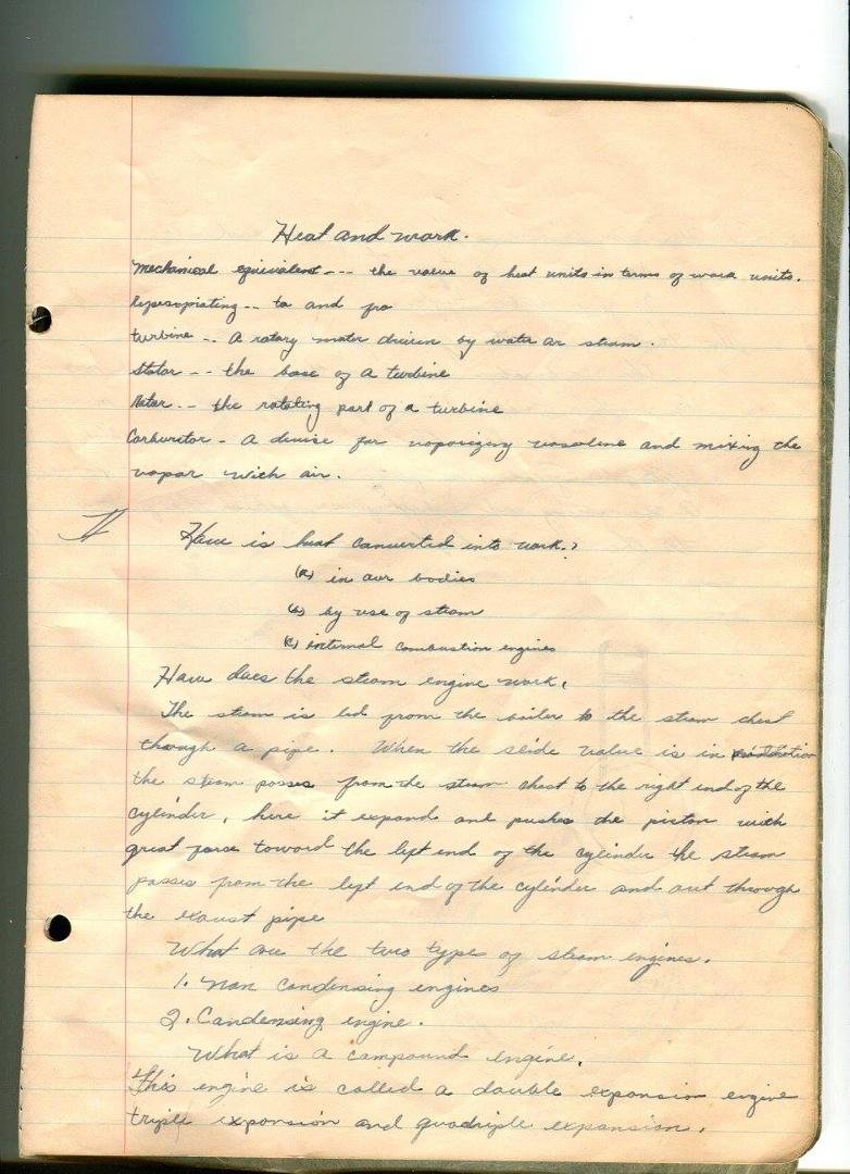 Robin Bradwell's album, Mom's 11th grade Physics Notes circa 1950