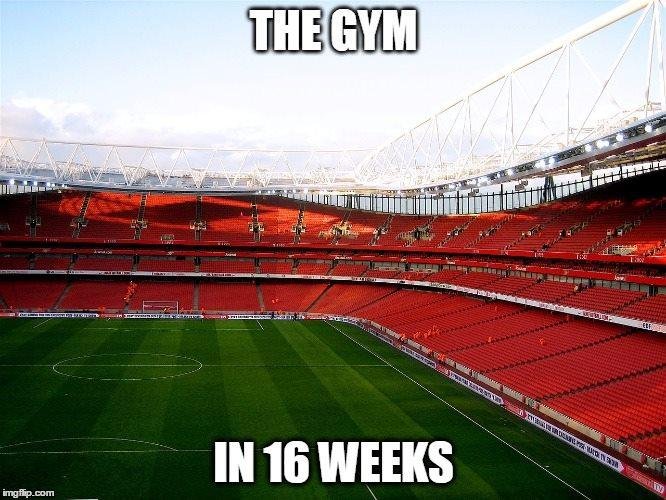 As a sequel to the last meme, I call this, "The Gym In 16 Weeks."