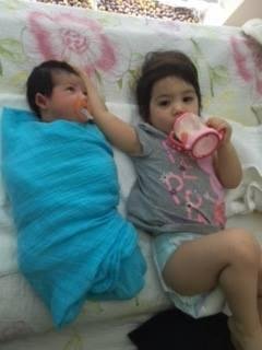 My Prince (12 days old) and my Princess (27 months old).