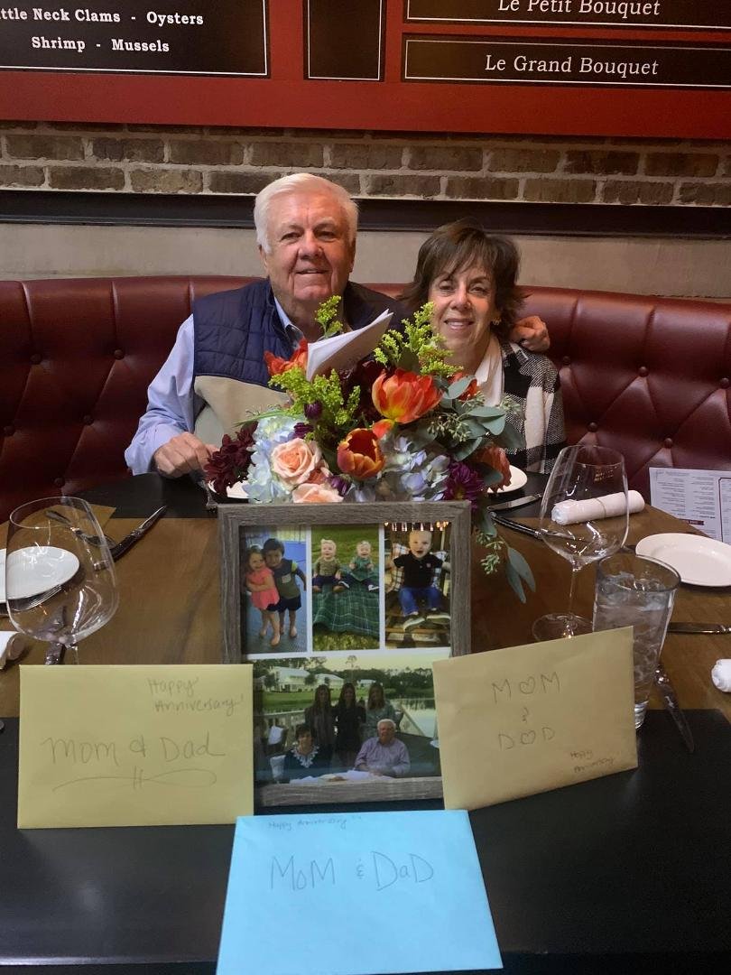 what a great surprise waiting for us from daughters and son in laws at restaurant celabrating our 46 wedding anniversary