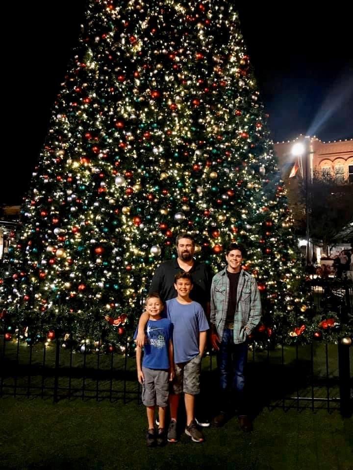 My oldest son, Justin, with our three grandsons (daughter, Christen's and son-in-law, Clint's, sons).