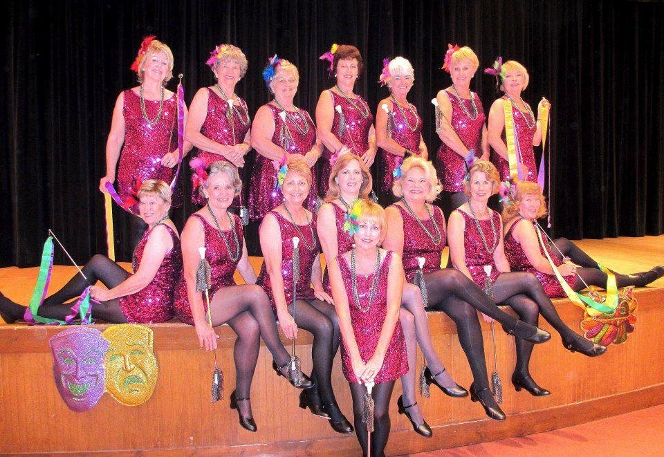 The Villages Twirlers Show Team, getting ready for Mardi Gras 2012