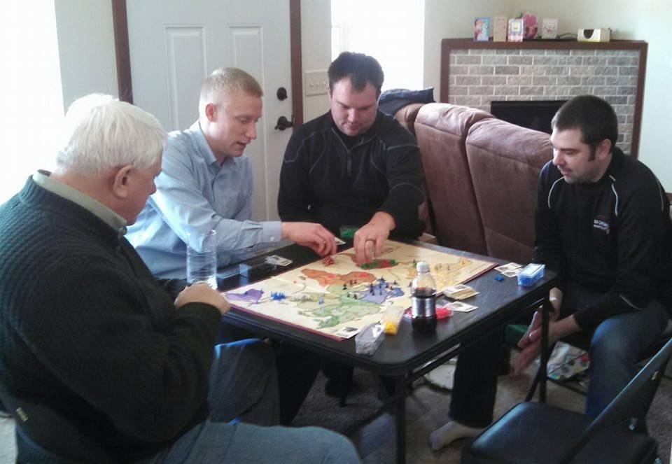 Working on world domination against my 3 son-in-laws....playing my all time favorite board game Risk