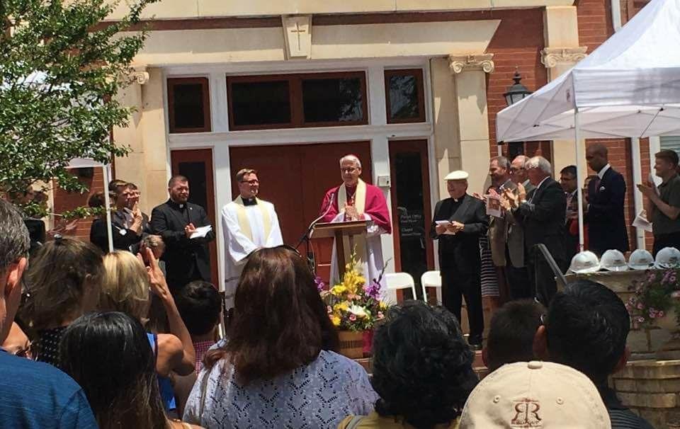 We had a lovely ground breaking ceremony today for our new additions, etc. The Archbishop was there for 11 o'clock Mass and the ceremony afterwards.