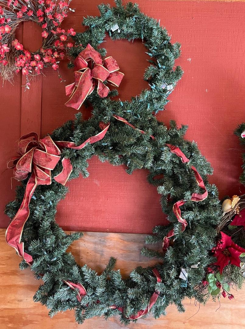 Top wreath- 20 in. lighted - $12
Bottom wreath- 36 in. lighted - $30