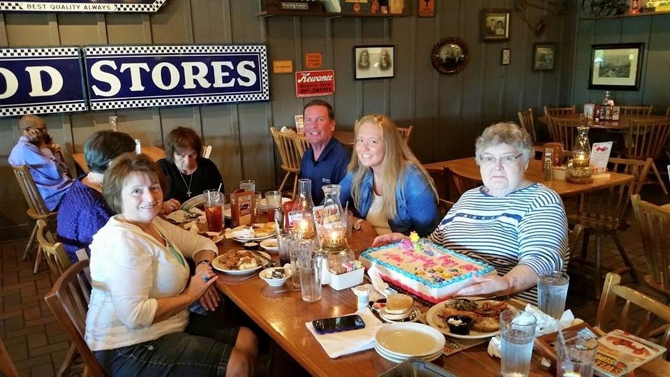 Celebrating at Cracker Barrel mom's favorite place !!!!