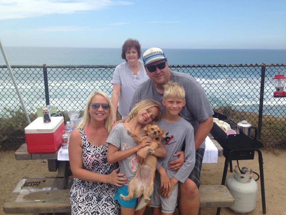 Carlsbad state beach with mom, Jeff, kelly, Logan, Brooke and the dog.