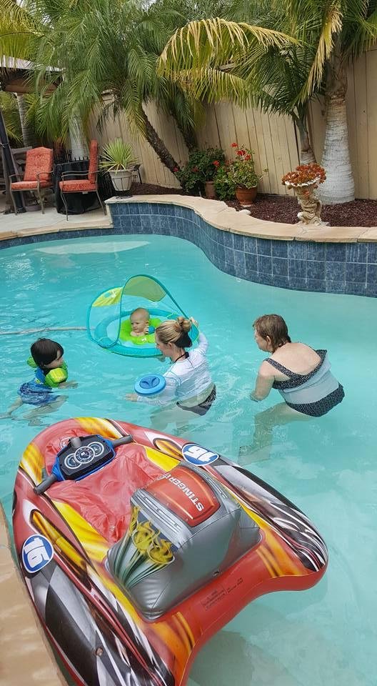 First swim of them summer fiona. Leo missy Ann Cindy Kemp