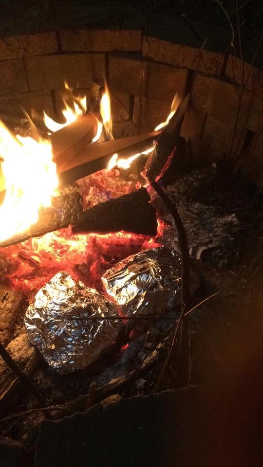 A nice fire and hobo dinner to eat great November night.