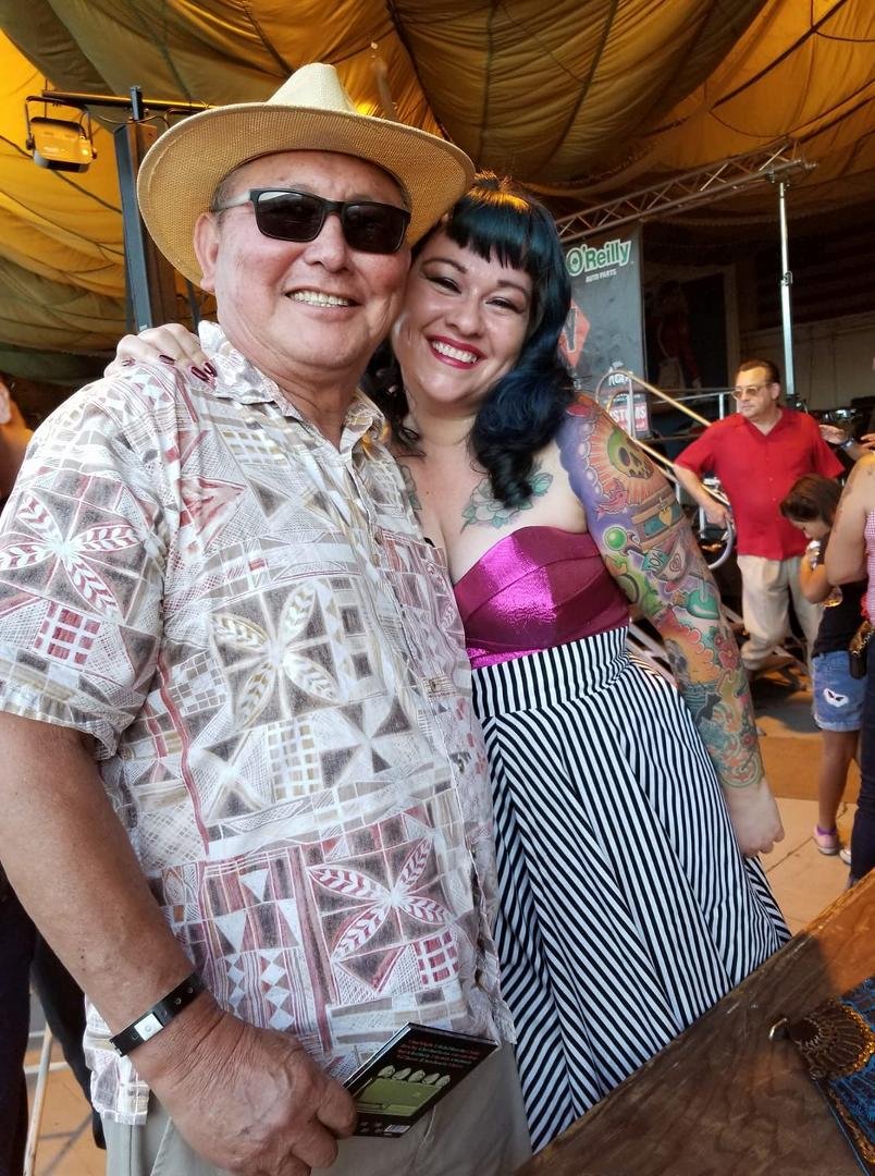 With my cousin Shanda of "Shanda and the Hollers". At Rockabilly festival Riverside Municipal airport.
