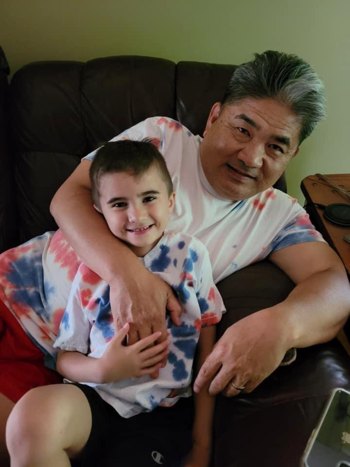 Me and grandson Vin watching Jurassic Park