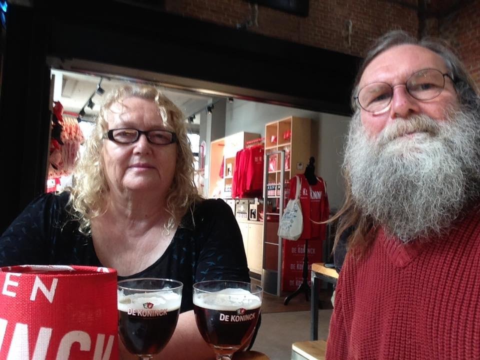 Just about to exit through the gift shop after a tour of de koninck brewey.