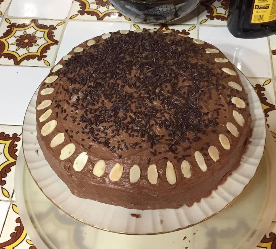 Amazing and delicious chocolate almond cake created for my birthday by my talented daughter Sophie Wayne!!! Yum!!!
