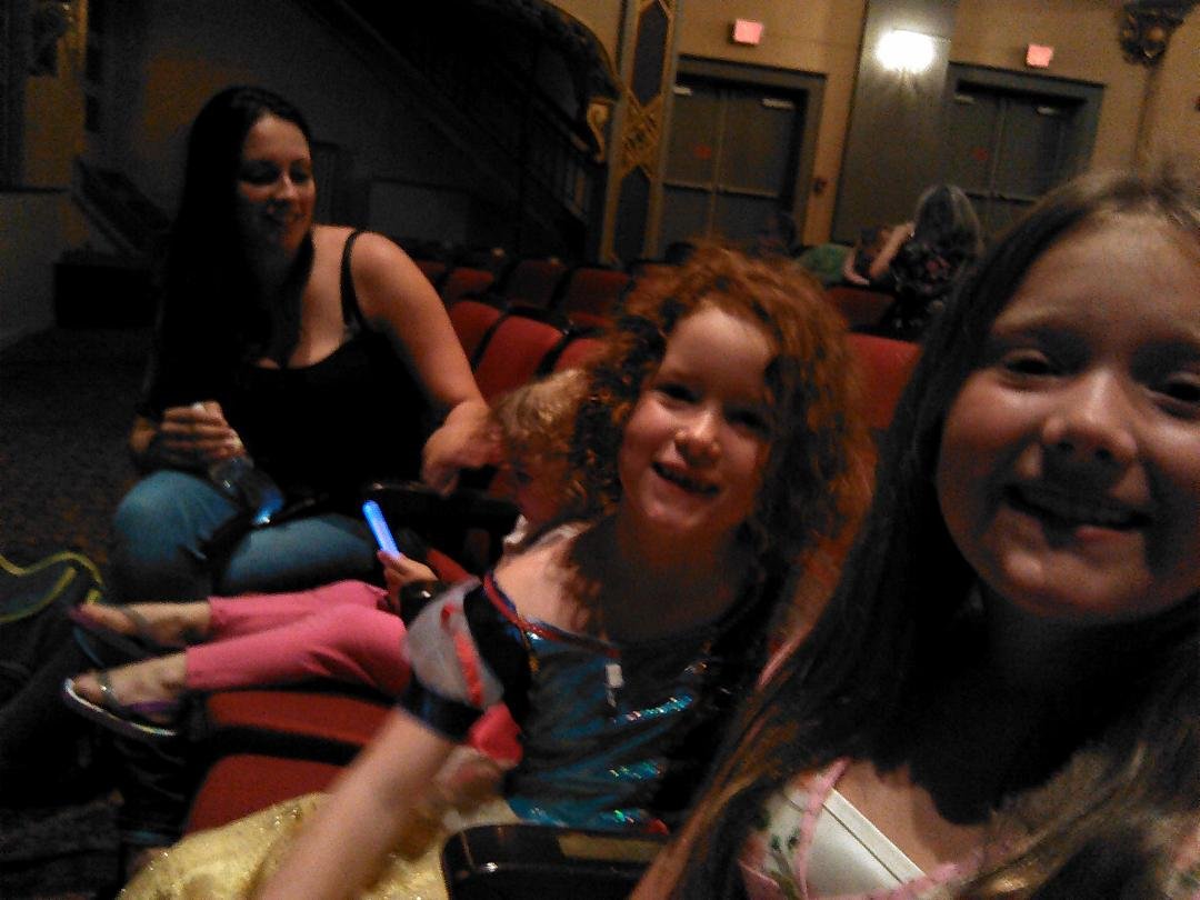 At the Theata seeing SNOW WHITE AND THE SEVEN DWARVES! YIPPEEE