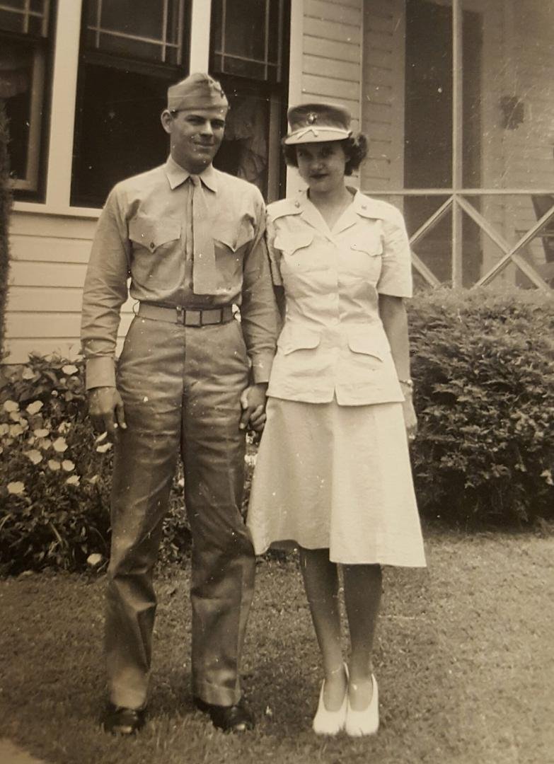 Celebrating my Mom and Dad...both Marines in WW2. Dad fought on Bouganville in the South Pacific and Mom was stationed at Camp Lejeune where they met at the end of the war. Two of the greatest parents a child could have.