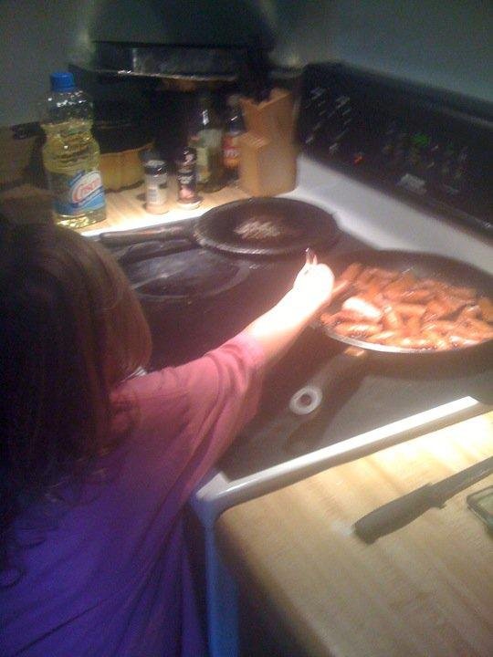 Daddy's favorite!! Sausage and I'm gonna cook some eggs to!! I love my daddy!!