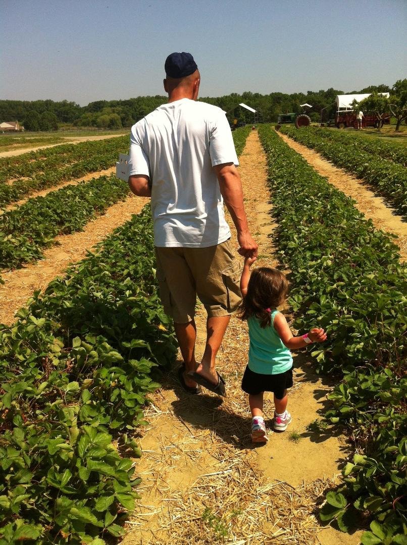 Laila and uncle addy strawberry picking
