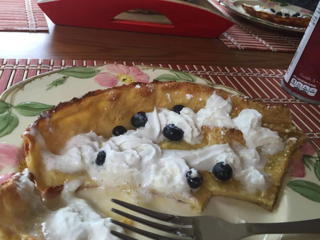 Homemade Dutch pancake. So good I almost forgot a picture. Gluten free too 👍