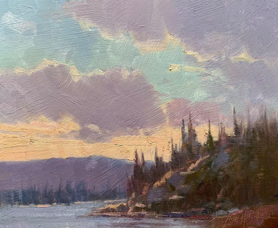 Twilight on the Columbia 10 x 12 oil