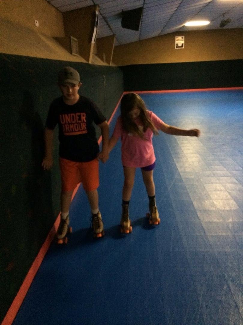 Grandpa skated backwards to get this precious pic. 40yrs later and I still fall!